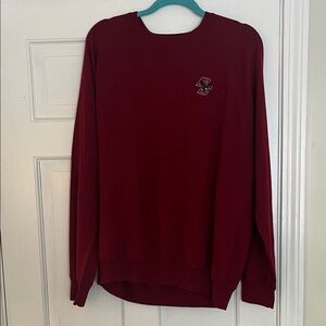 Boston College Eagle Greg Norman Collection Burgundy Wool Crewneck Sweater
